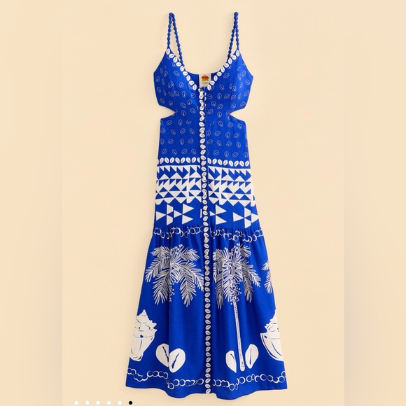 Farm Rio Blue Mixed Ondina Midi Dress XL NWT - Picture 11 of 14